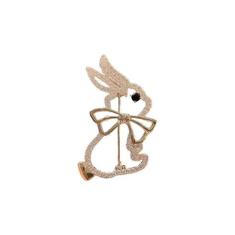 Retro Pin Rabbit Carrot Alloy Enamel Artificial Rhinestones Women’S Brooches