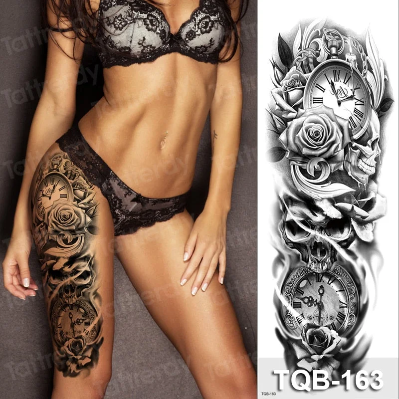 sexy temporary tattoo large body art thigh leg arm sleeve tattoo sticker fish dragon totem lotus peony flower tatoo fake water