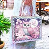 DIY Diamond Painting Pink Owl Linen Waterproof Handbag Shopping Storage Bag Totes Kit