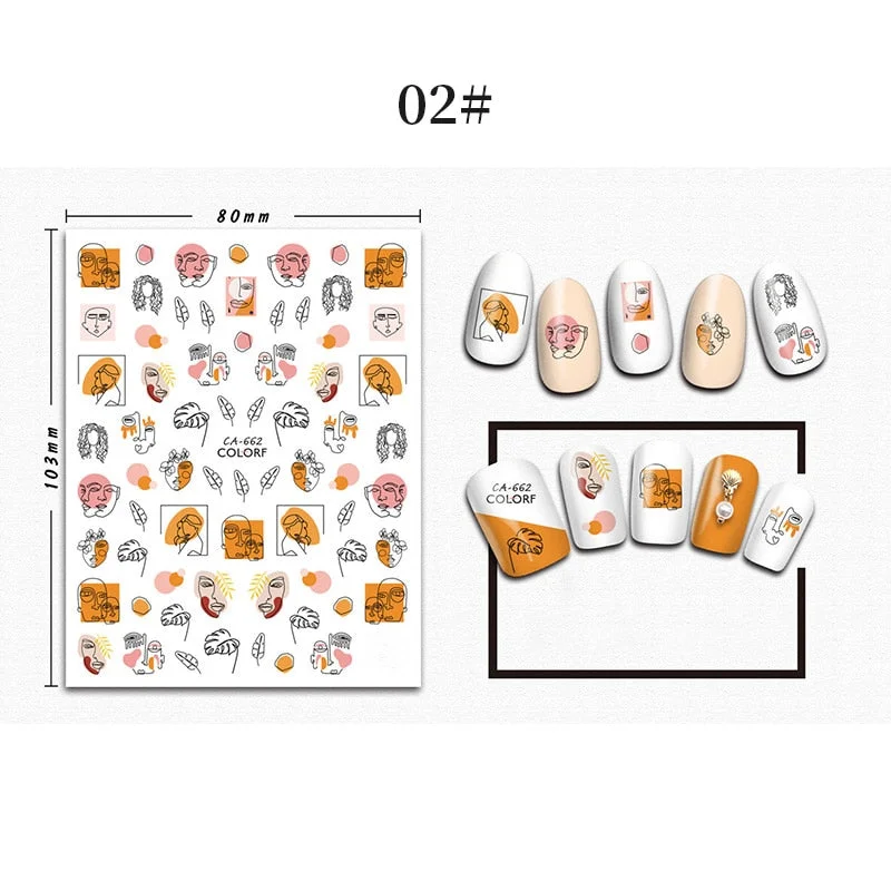 1 Sheet 3D Halloween Nail Sticker Christmas Skull Bone Snake Butterfly Maple Leaf Pattern Decals Manicures 3D Nail Decorations