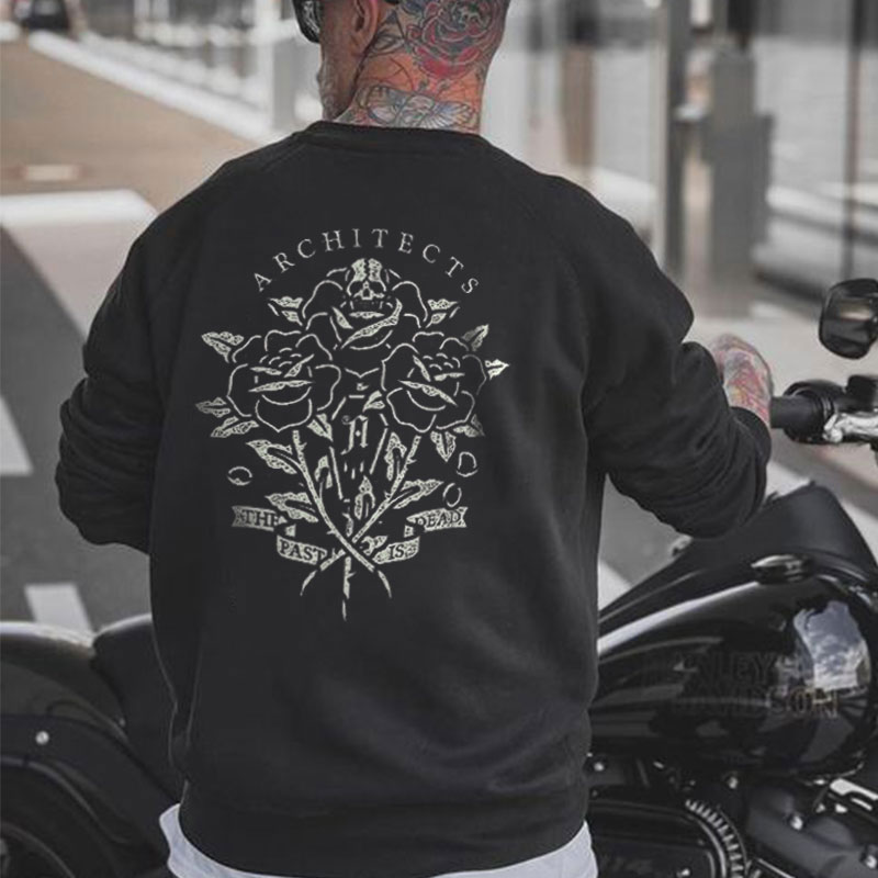ARCHITECTS Sketch Roses Graphic Casual Black Print Sweatshirt