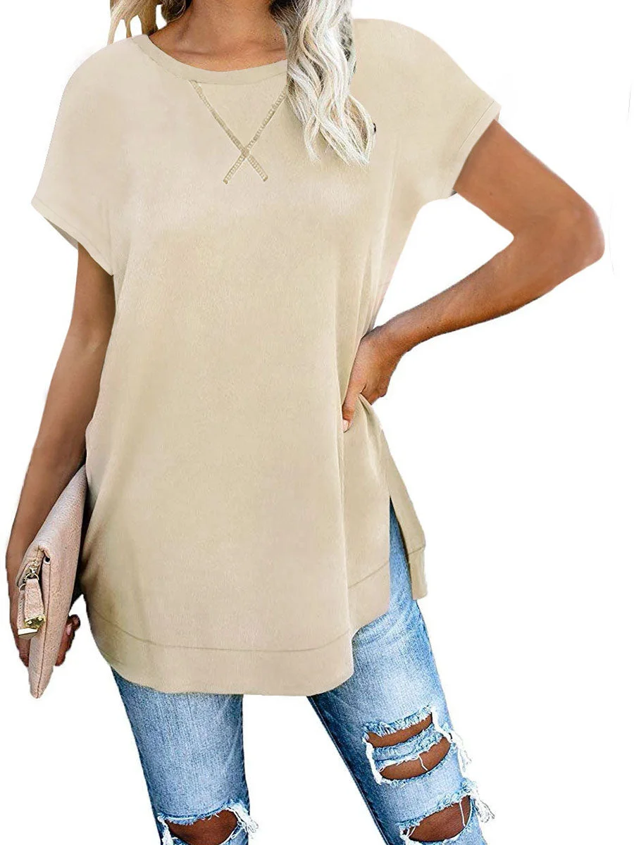 Casual Style Solid Color  T-shirt