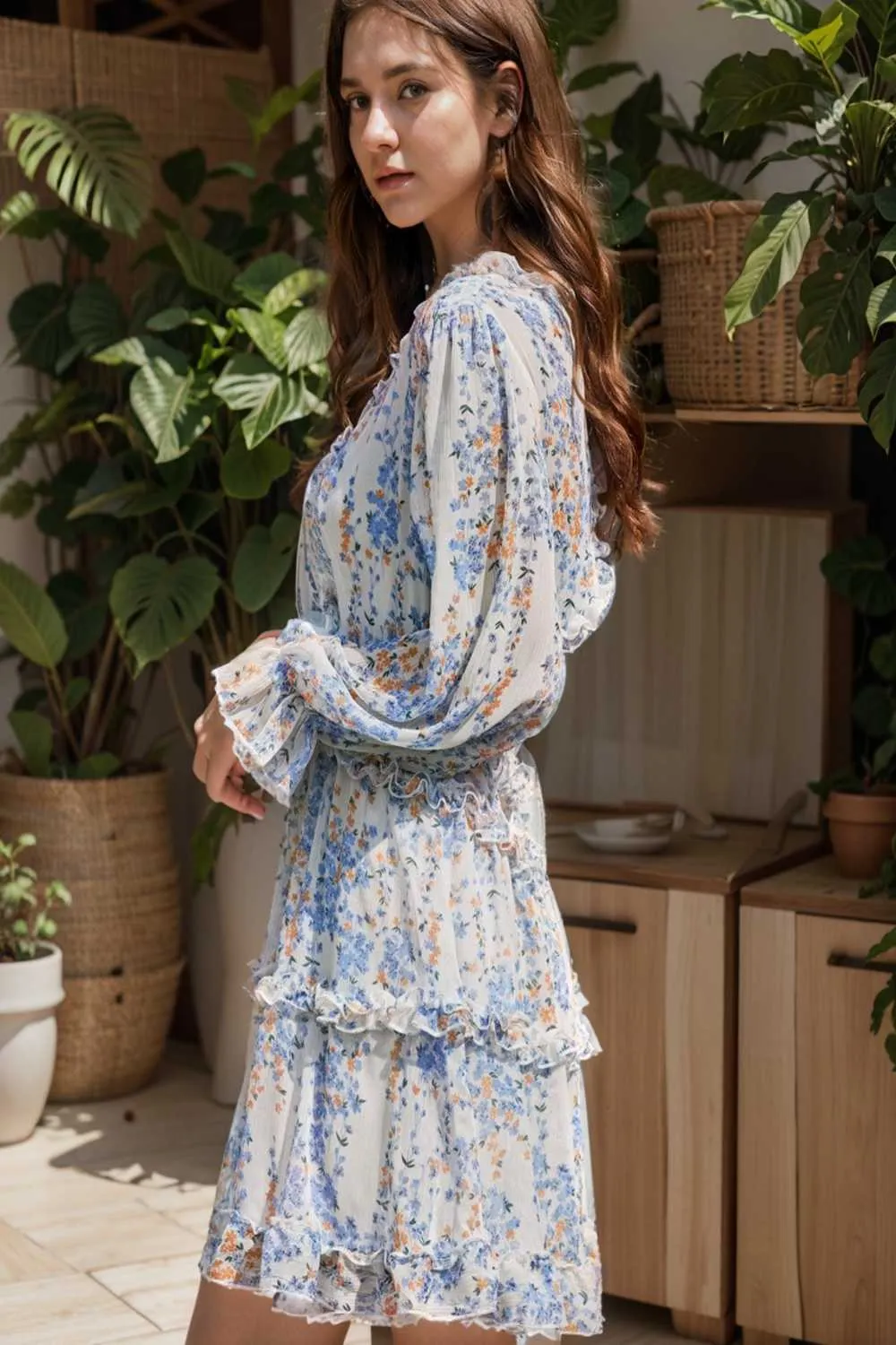 loose leopard print v neck dress drop shoulder a line closed cape paneled