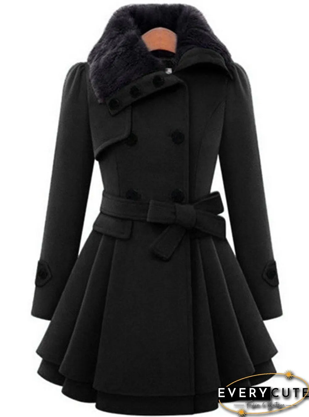 Fold-Over Collar Plain Coat