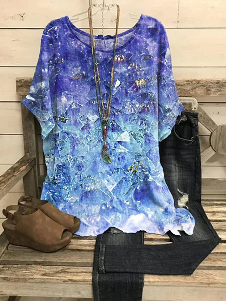 Women's Purple Abstract Printed T-shirt