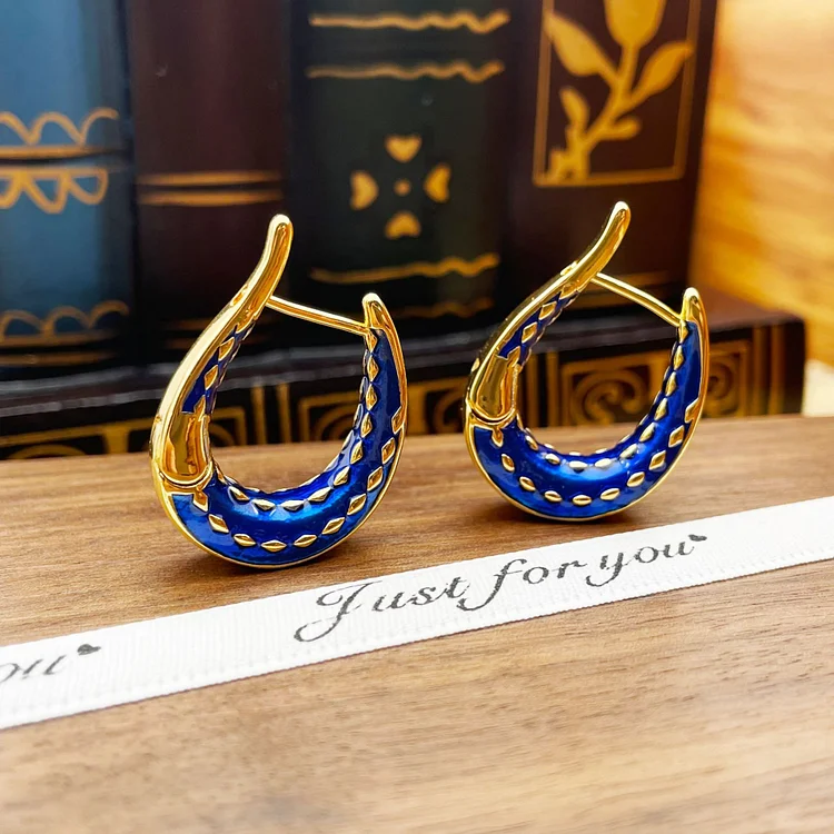 U-shaped drop glazed earrings