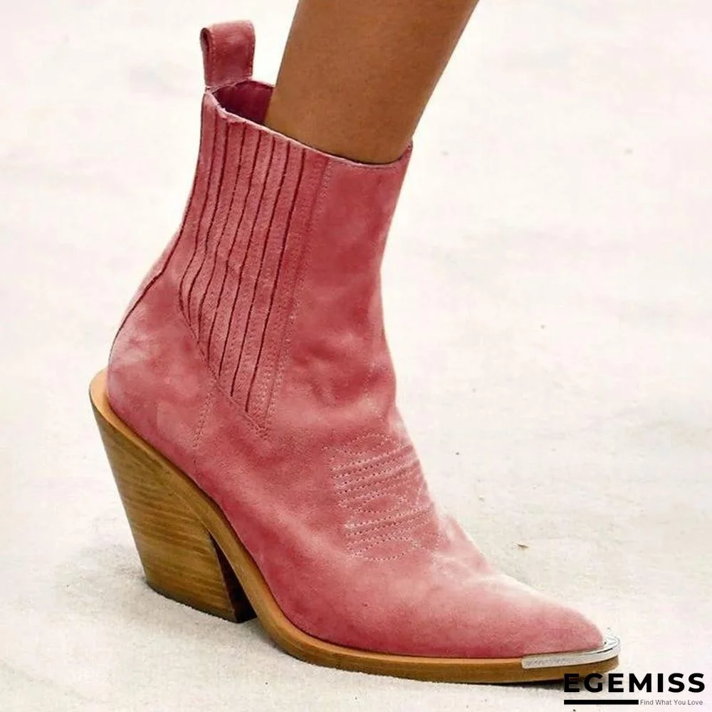 Chunky Heel Pointed Ankle Boots | EGEMISS