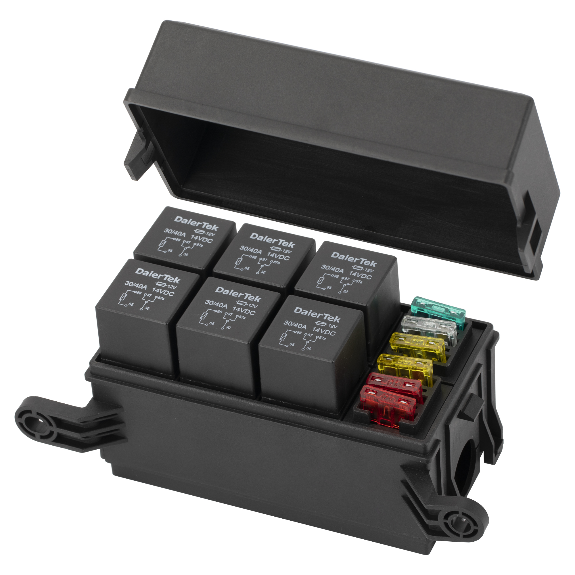 12V Relay Box 6 Way Universal Relay Fuse Box 6 Slots Relay Block ATC/ATO Fuse Block with Relay Waterproof Kit for Car Truck