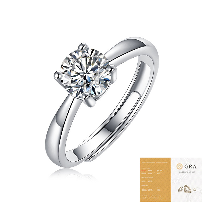 Women Platinum Plated Mossanite Rings with Certificate Moissanite Jewelry Ring 4 Claw Classics Diamond Ladies Jewelry