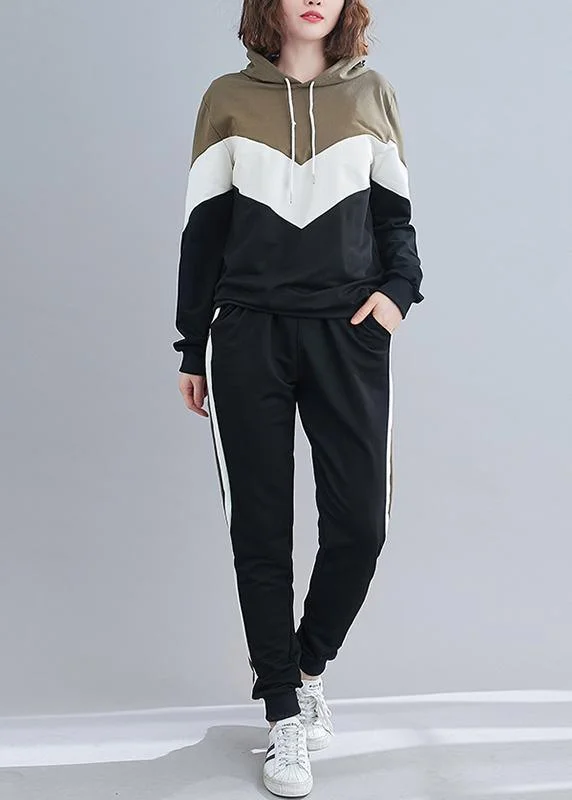 Sports Two Piece Army Green Spring Loose Fashion Suit