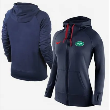 Women's  New York Jets Full-Zip Performance Hoodie Dark Blue