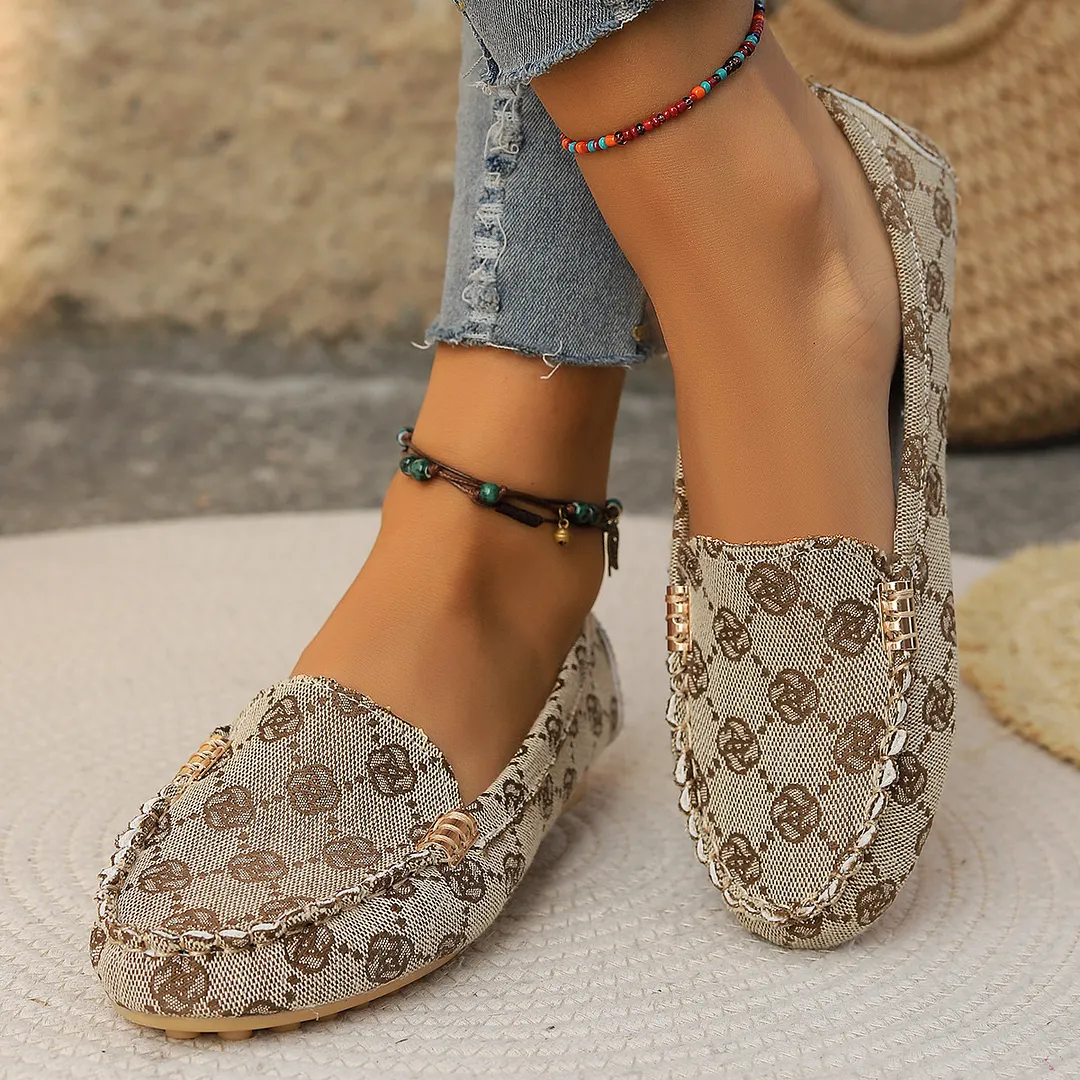 Women's Boho Print Loafers, Soft Sole Slip-On Casual Flats