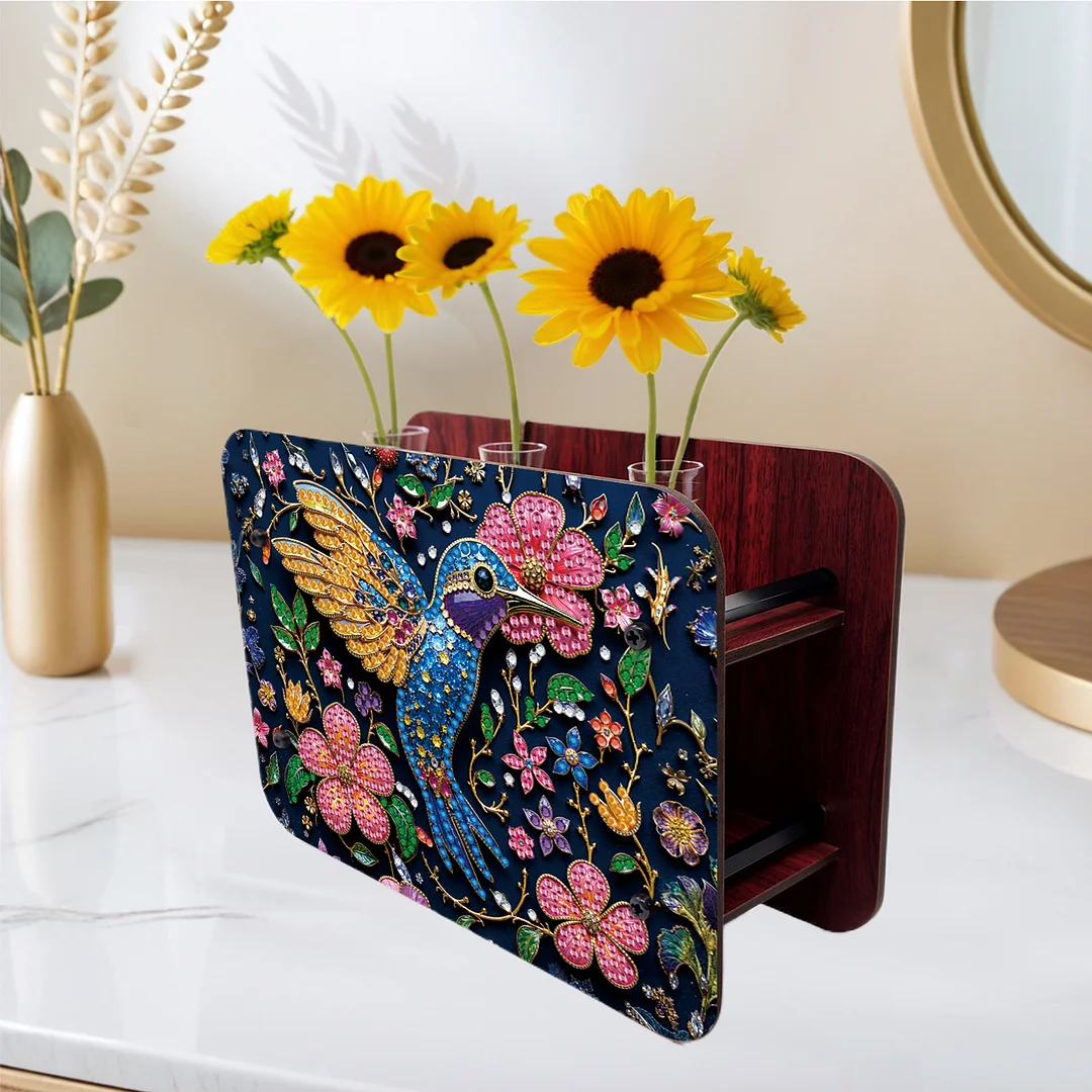 Hummingbird DIY Flower Vase Wooden Double Sided Desktop Diamond Art Kit Decor