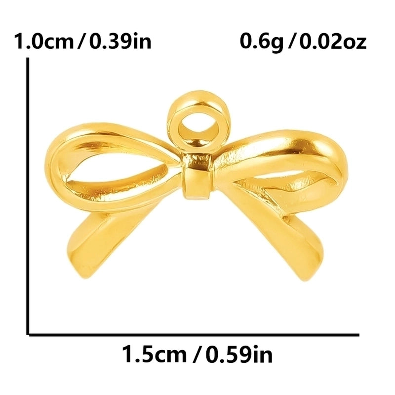 5 Pieces 28*20mm 28*42mm 33*29mm 304 Stainless Steel 18K Gold Plated Bow Knot Polished Pendant