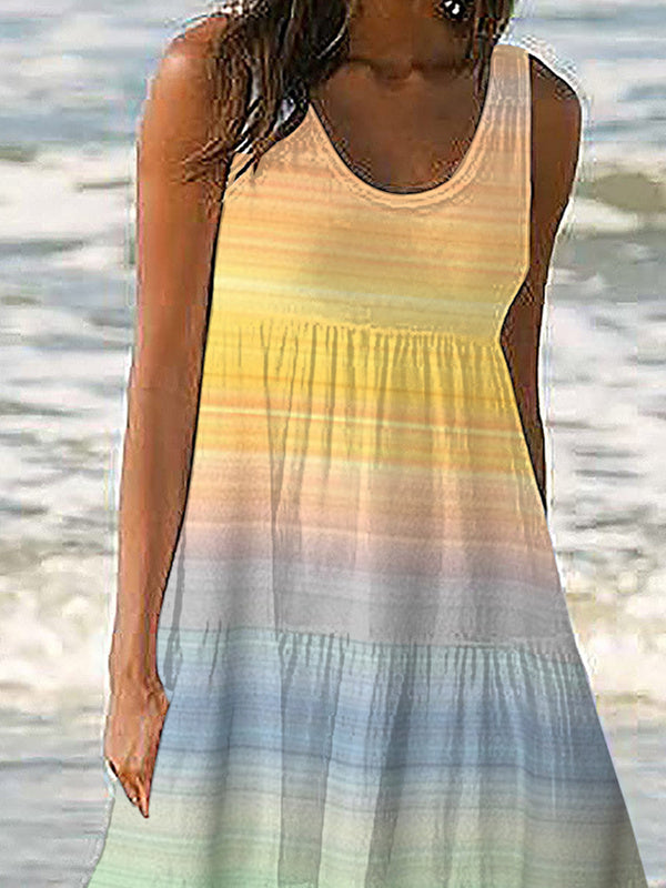 Women Half Sleeve V-neck Solid Color Dress