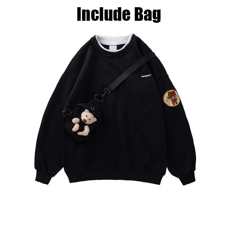 Korean Style Women Oversized Harajuku Hoodies Thick Sweatshirts Cute Kawaii Pullover Winter Warm Couple Clothing Tops with Bag