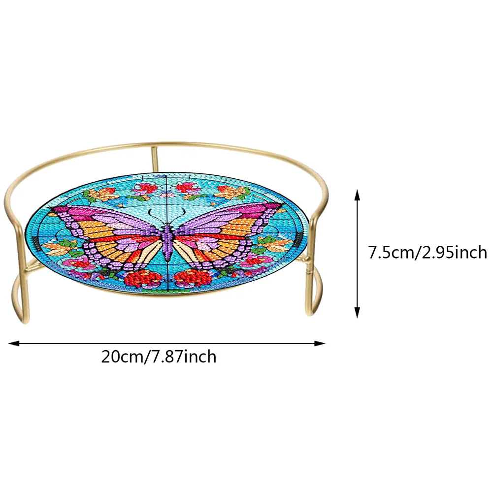 DIY Butterfly Acrylic Diamond Painting Bathroom Tray Diamond Art Counter Organizer