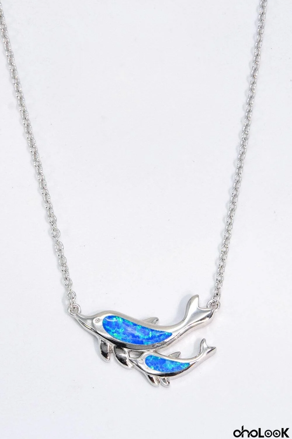 Opal Dolphin Chain-Link Necklace