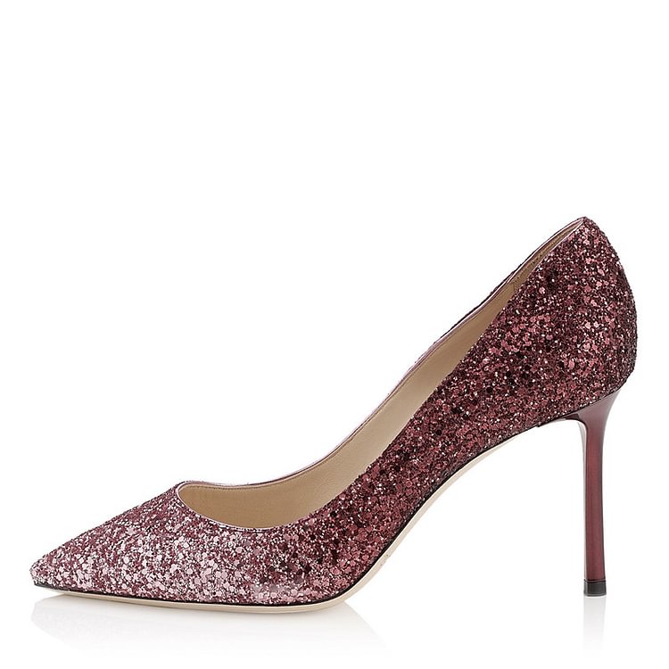 Women's Pink Sparkly Heels Prom Stiletto Pump Shoes |FSJ Shoes