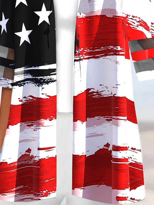 Women Half Sleeve V-neck Solid Color Dress