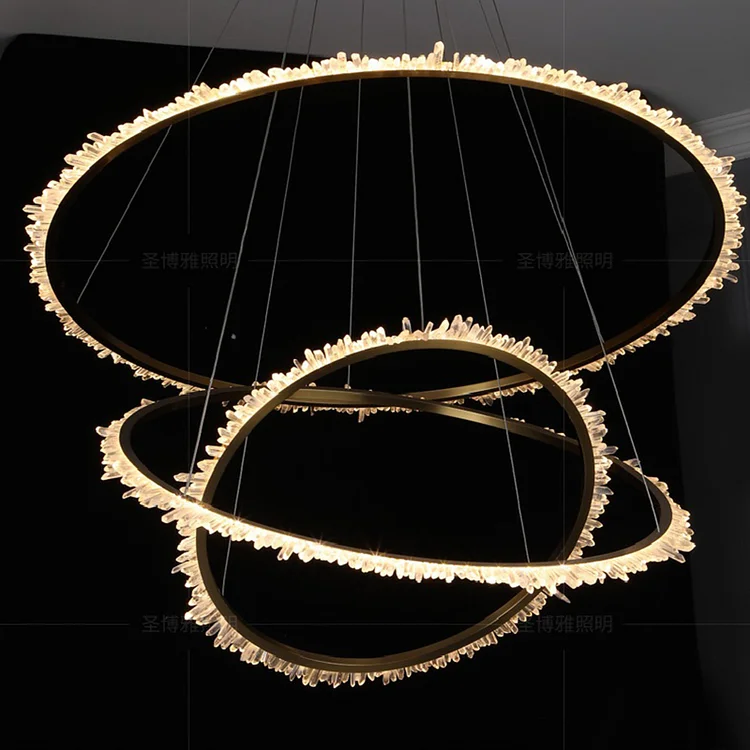 Light luxury leap floor hollow crystal chandelier Vjlight