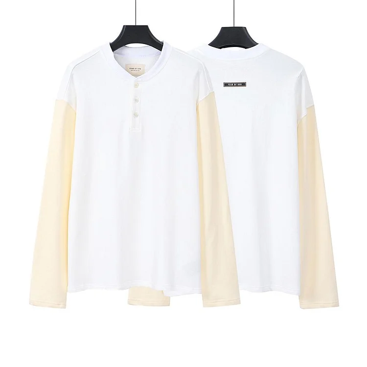 Fog Essentials Long Sleeve round Neck Sweatshirt Main Line Henry Loose Multicolor Collar Decorated with Buttons Patchwork Sweater