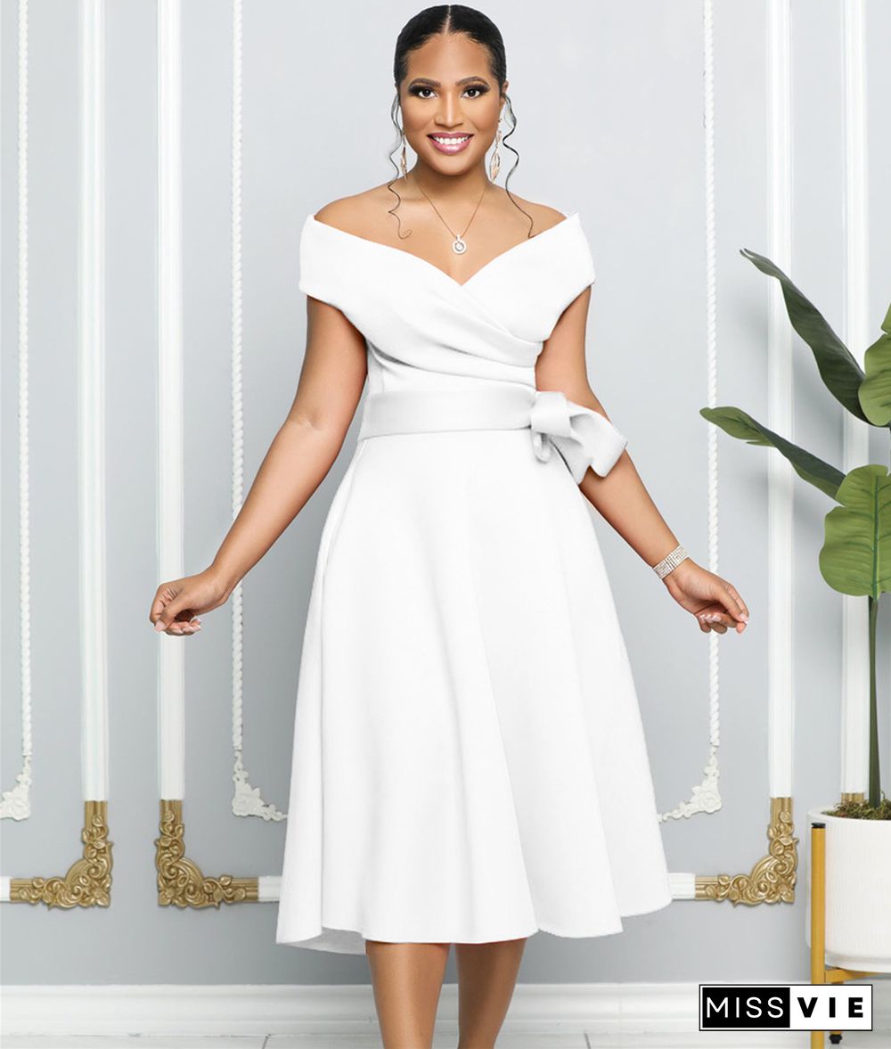 Elegant Off Shoulder with Sashes A Line Dresses
