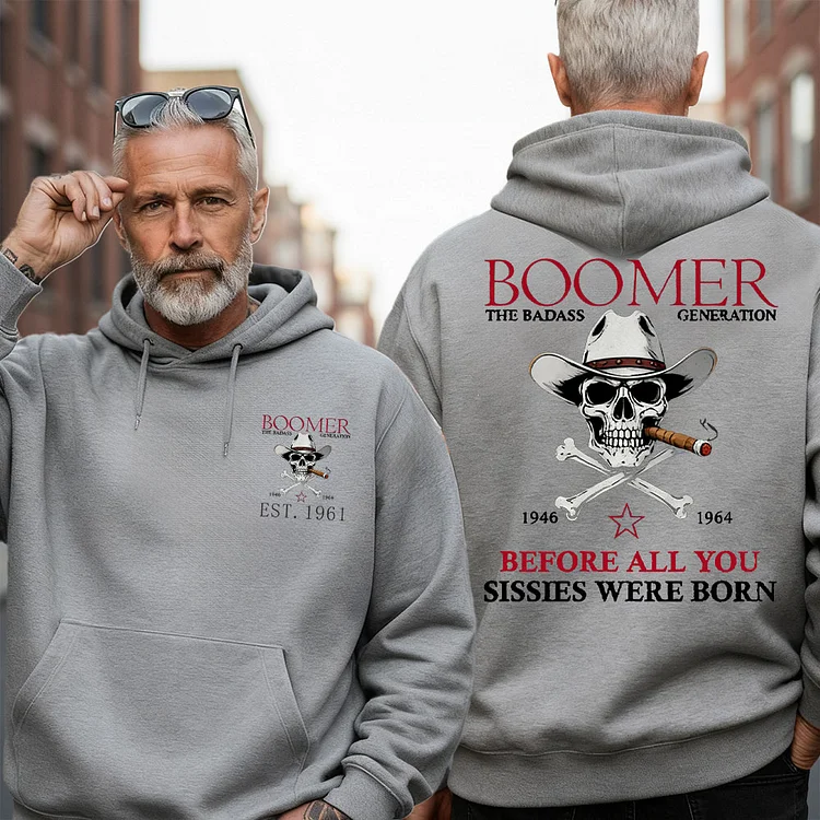 Boomer Badass Generation Sweatshirt – Custom EST Year Skull Cowboy Design