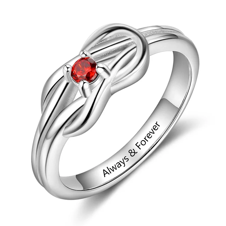 Personalized Infinite Love Knot Ring Custom Birthstone Handmade Gifts For Her