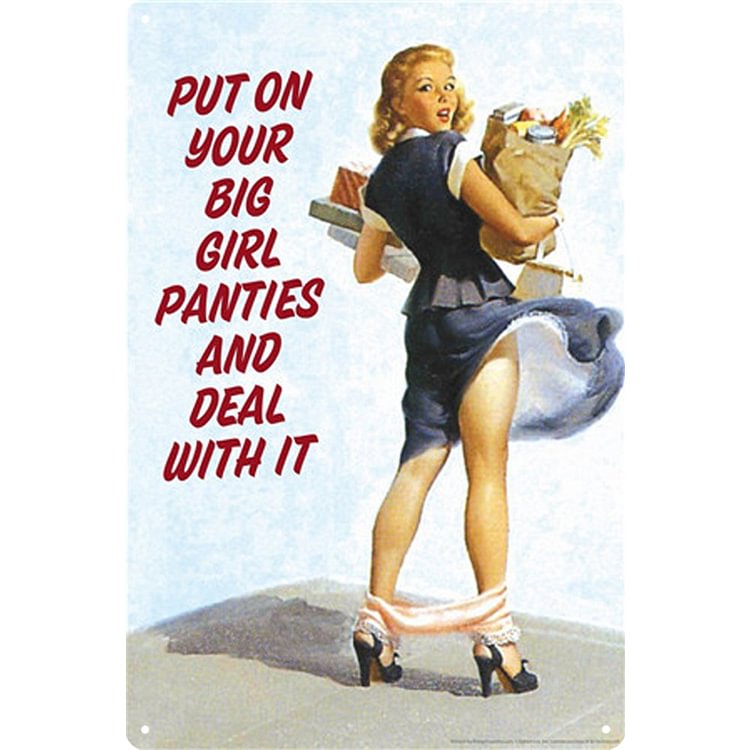 Sexy Pin-Up Girl Man Cave - Vintage Tin Sign - 7.9x11.8in