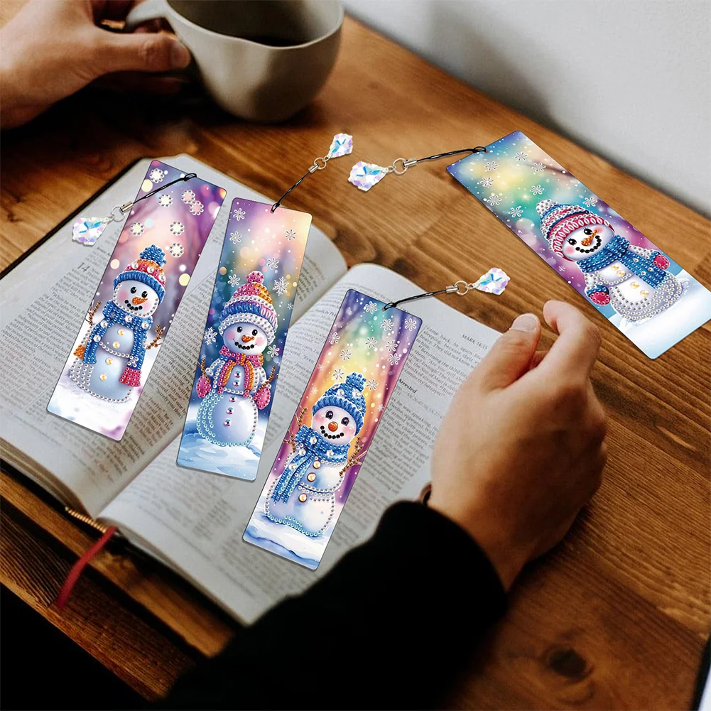 Snowman A5 Size Diamond Painting Notebook Set with 4Pcs Bookmark Holiday Gift