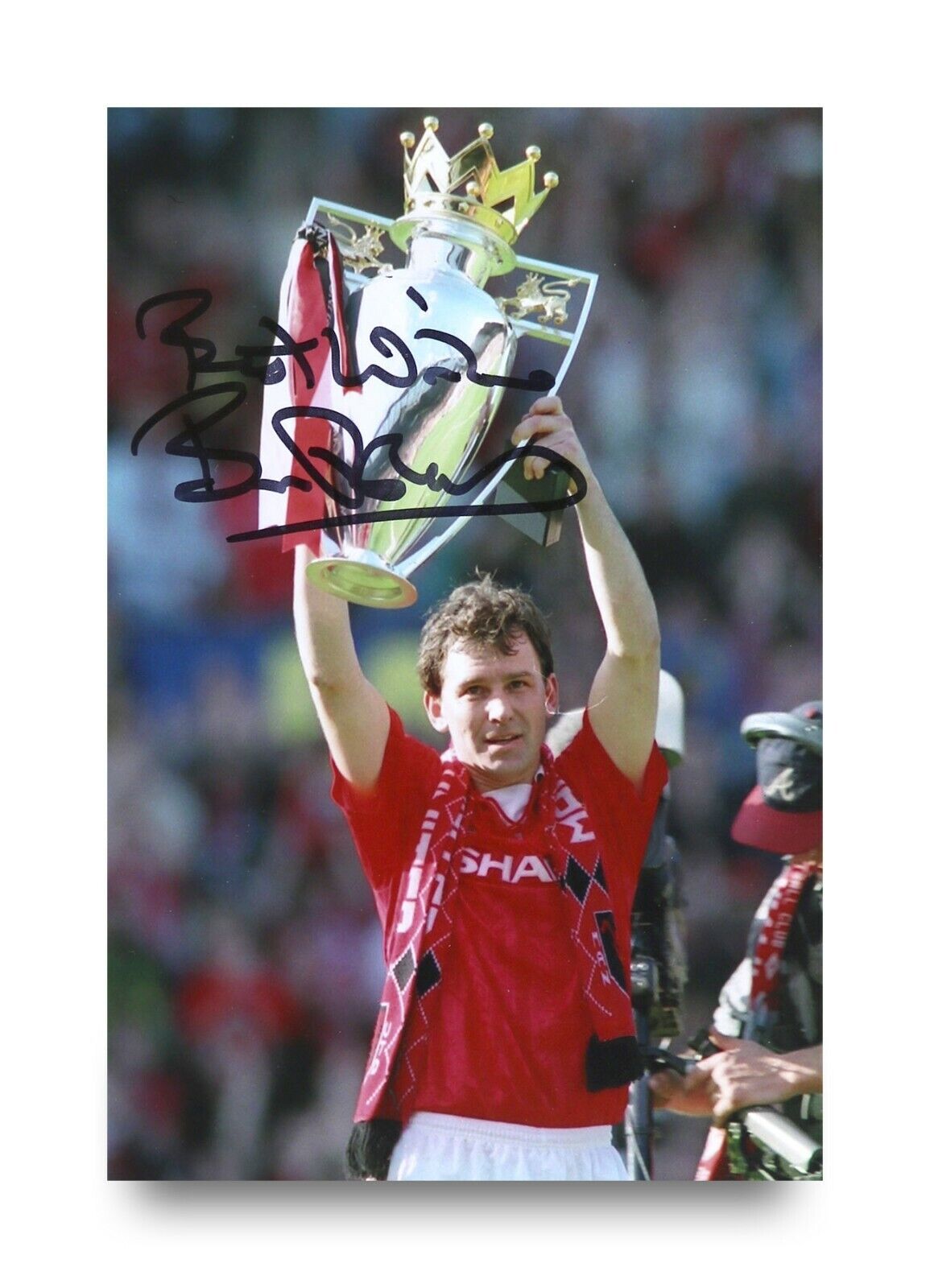 Bryan Robson Signed 6x4 Photo Poster painting Manchester United England Genuine Autograph + COA