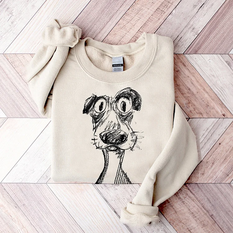 Comstylish The Cute Dog Vintage Print Casual Cozy Sweatshirt