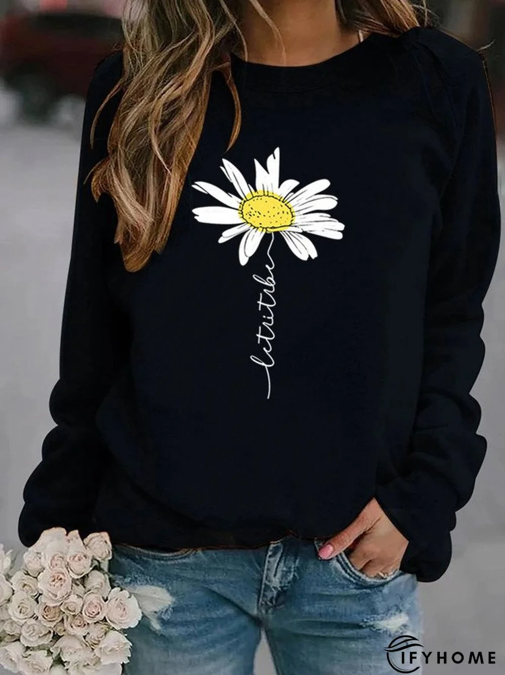 Casual Printed Crew Neck Long Sleeve Sweatshirts | IFYHOME