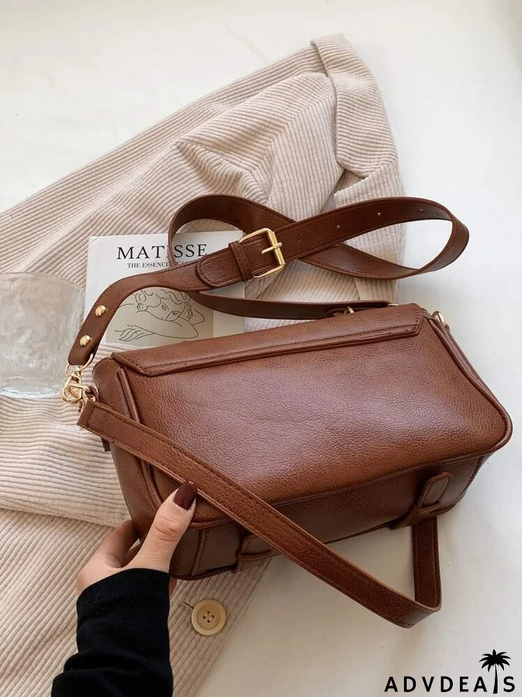 Minimalist Buckle Flap Square Bag