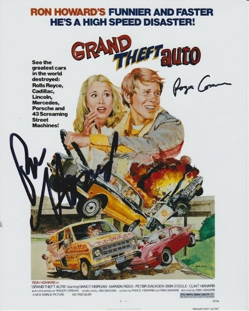 Roger corman and ron howard signed autographed grand theft auto Photo Poster painting