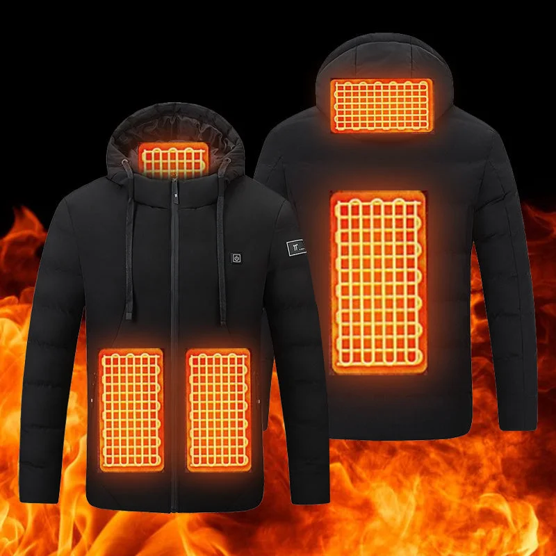 Winter Heated Jackets Smart Heating Cotton Coats Heated Hooded Jackets for Men