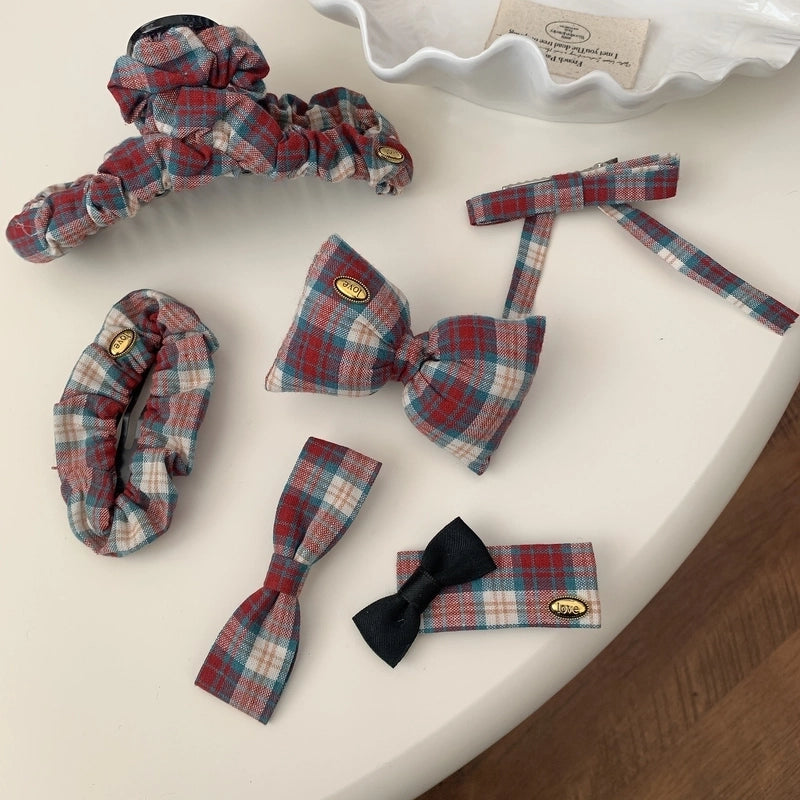 Vintage Style Lady Women’s Lattice Bow Knot Cloth Hair Clip Hair Band Hair Claws