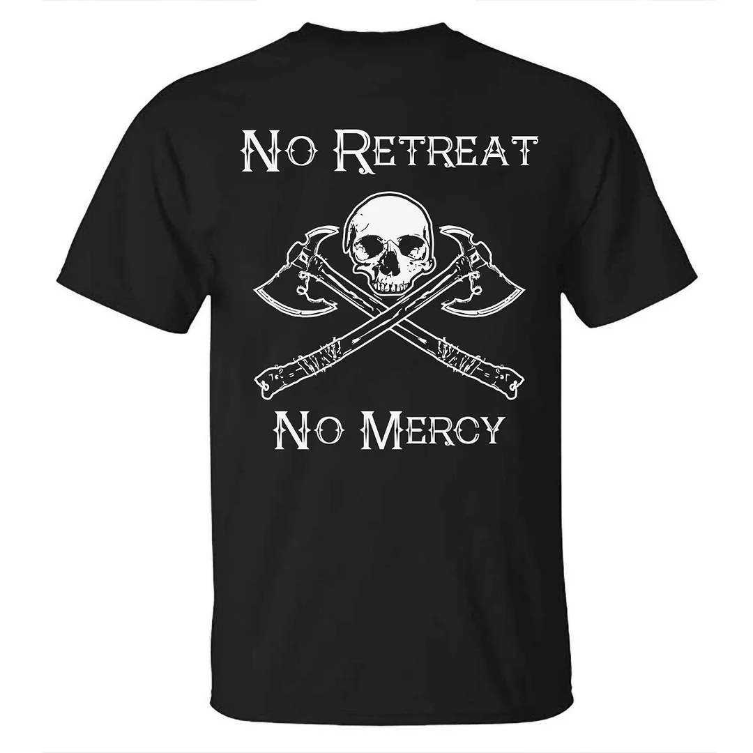 Livereid No Retreat No Mercy Skull Printed T-shirt - Livereid