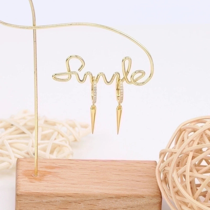 1 Pair 925 Sterling Silver Zircon Solid Color Drop Earrings