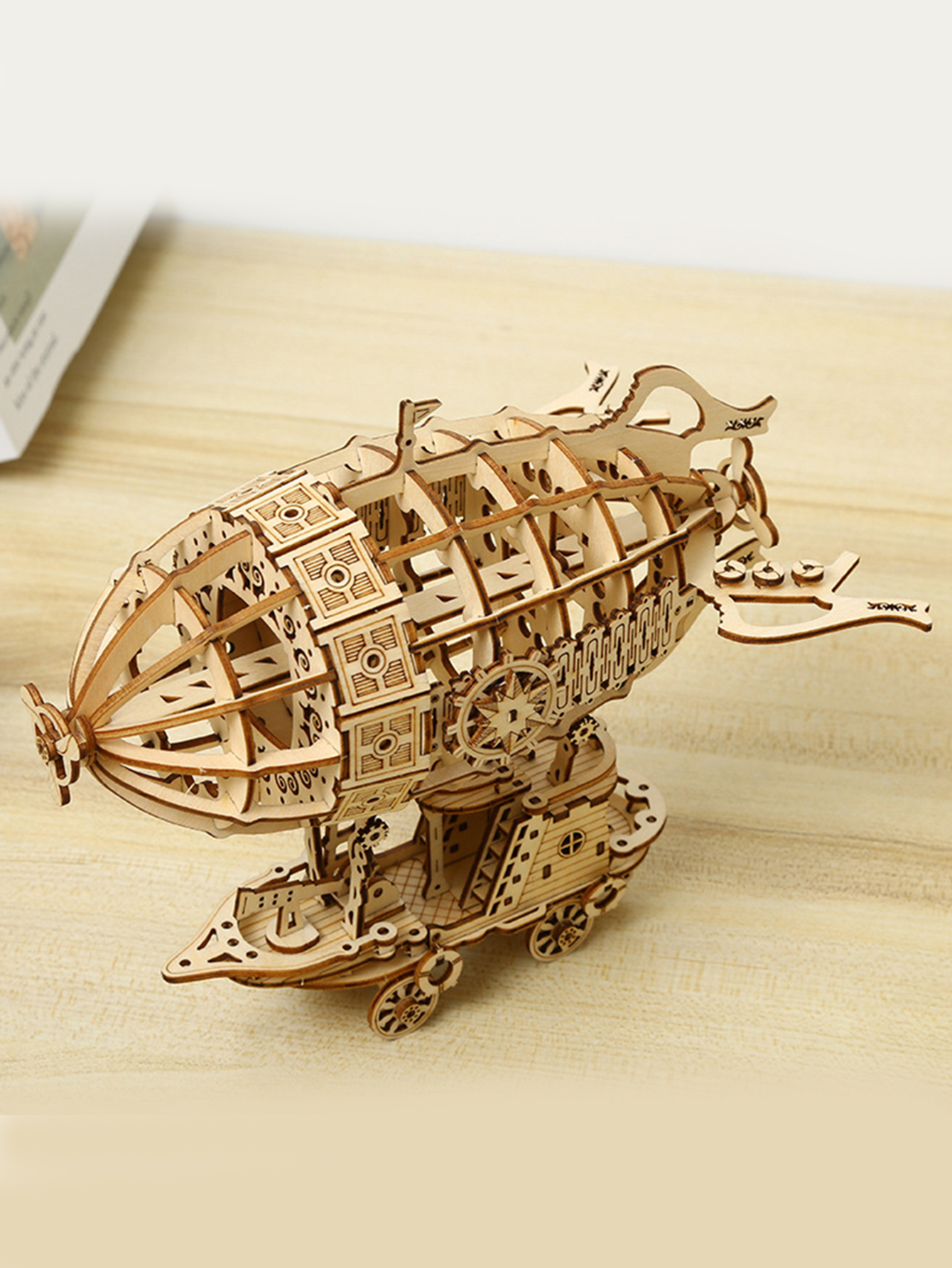 Tegooe 3D Wooden Puzzle Airship Model Kit - Mechanical Brain Teaser