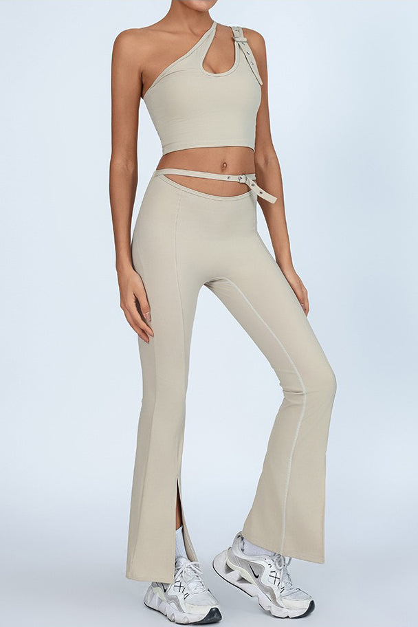 High Rise Belted Flare Legging