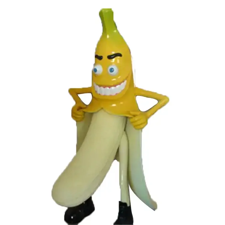 Cartoon Garden Decoration Fiberglass Yellow Smile Banana Statue sculpture