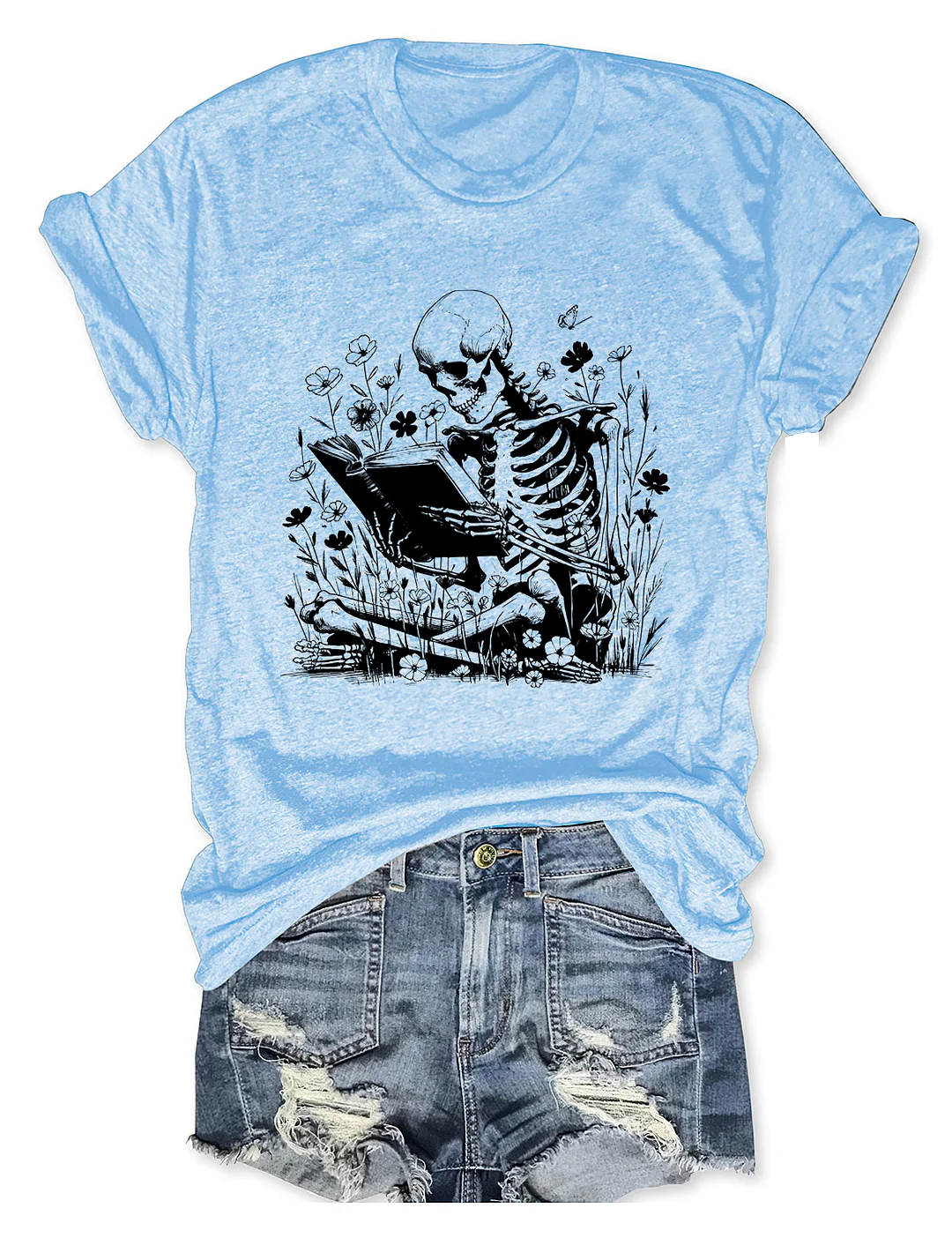 Book Reading Skeleton T-shirt