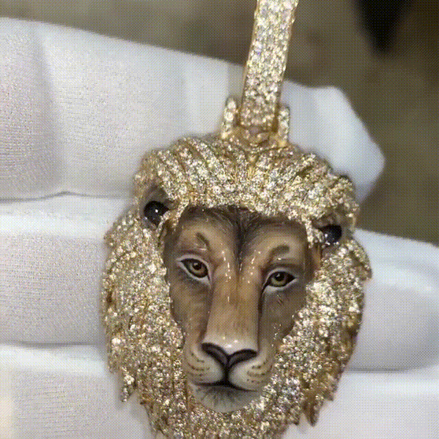 Hip-hop Jewelry Lion Head Pendant Necklace-VESSFUL