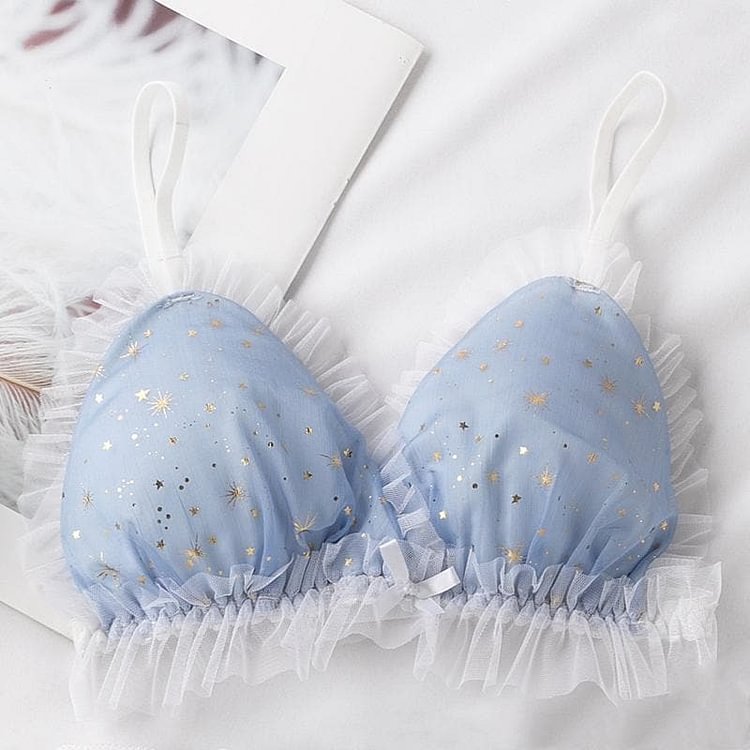 [Reservation] Sweet  Lace Flounce Starry Bra SP16236
