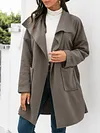 Fashion Loose Solid Color Long Sleeves Lapel Cardigan Woolen Outerwear