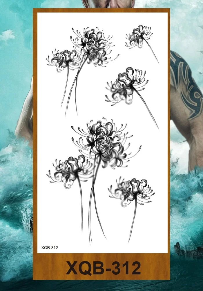 Temporary Tattoo Sticker Women Girl Arm Buttocks Chest Fake Tatoo Flowers Chain Body Makeup Waterproof Lily Butterfly Tattos