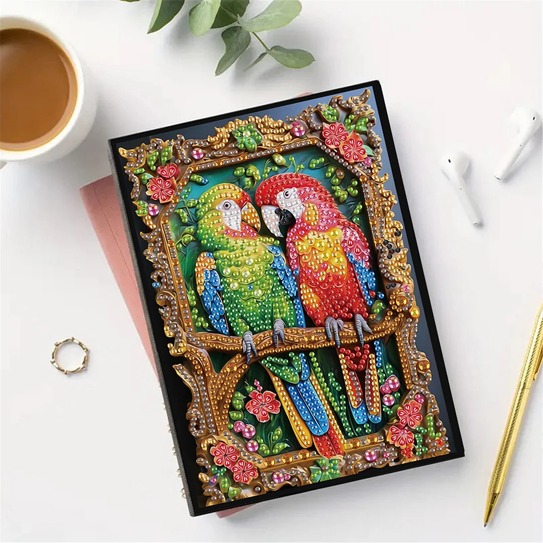 2pcs Bird Partial DIY 50 Pages A5 Diamond Painting Notebook for Study Drawing