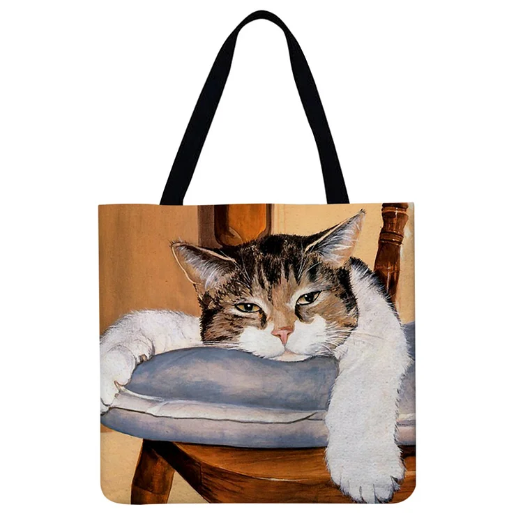Cat - Linen Tote Bag